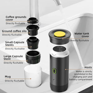 3-in-1 Portable Capsule Coffee Maker, Wireless Heating Electric Espresso Coffee Maker for Car Home, Travel Camping Coffee Maker