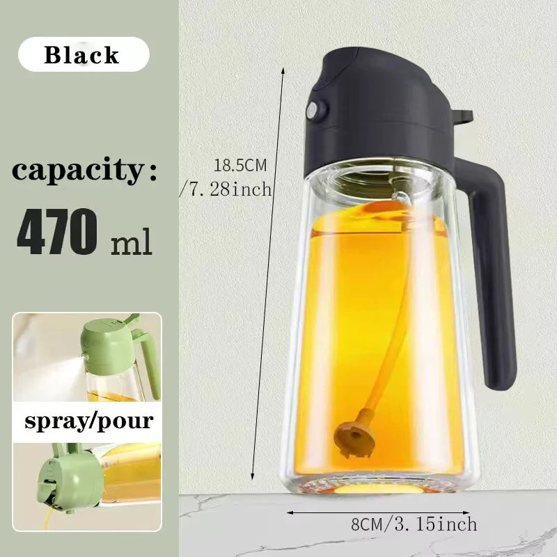 Dual purpose kitchen oil spray can leakproof oil can glass spray bottle kitchen household