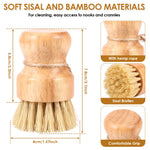 3/6Pcs Kitchen Dish Brush Wooden Cleaning Brush Set with Natural Sisal Rope Hard Dish Scrub Brush for Cleaning Dishes Pans Pots