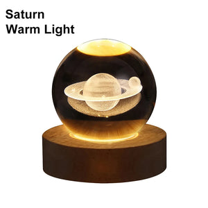 6cm RGB Night Light Milky Way Galaxy Solar System Crystal Ball Children Night Lamp Bedroom Ambient LED Light Creative Gift Decor